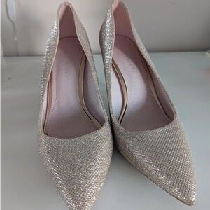 Sparkle Pointed Toe Heels in Champagne Glitter